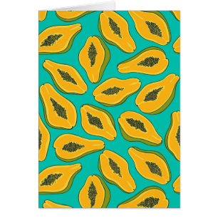 Papaya slices on turquoise