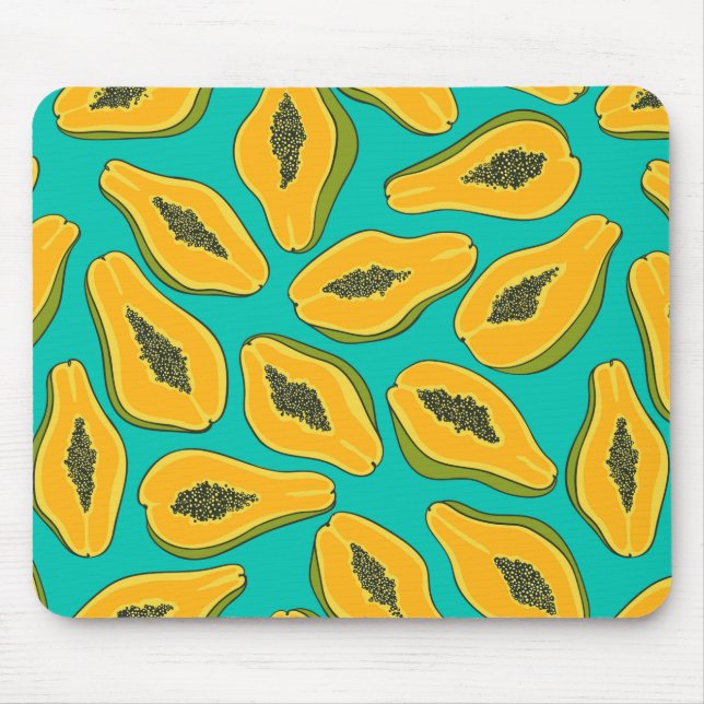 Papaya slices on turquoise mouse pad (Front)