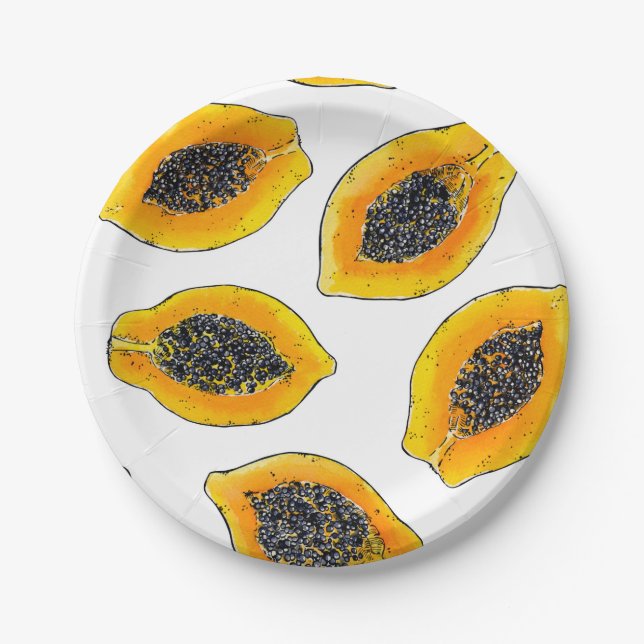 Papaya slices paper plate (Front)