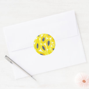 Papaya slices watercolor classic round sticker