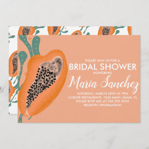 Papaya Tropical Fruit Abstract Bridal Shower Invitation
