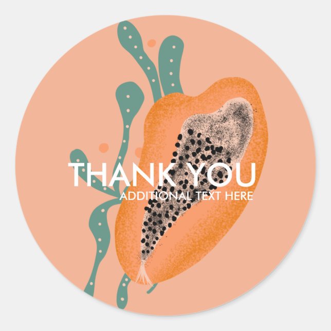 Papaya Tropical Fruit Abstract Thank You Classic Round Sticker (Front)