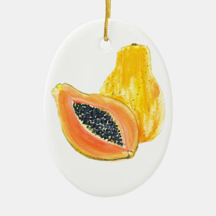 Papaya watercolour ceramic tree decoration
