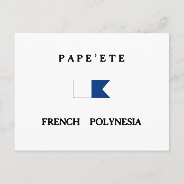 Pape'ete French Polynesia Alpha Dive Flag Postcard (Front)