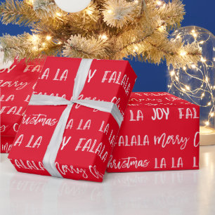 Papel De Regalo Christmas Holiday text red modern Wrapping Paper