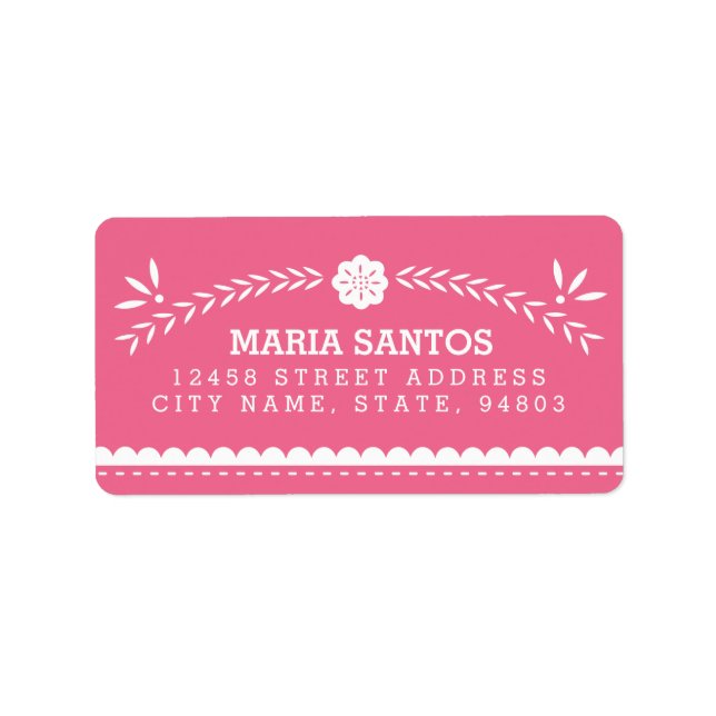 Papel Picado Address Labels - Pink (Front)