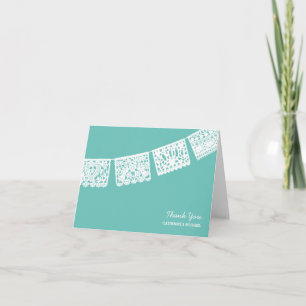 Papel Picado Aqua Wedding Thank You Card