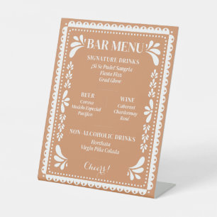 Papel Picado Bar Menu Mexican Fiesta Pedestal Sign
