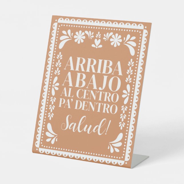 Papel Picado Bar Mexican Fiesta Pedestal Sign (Front)