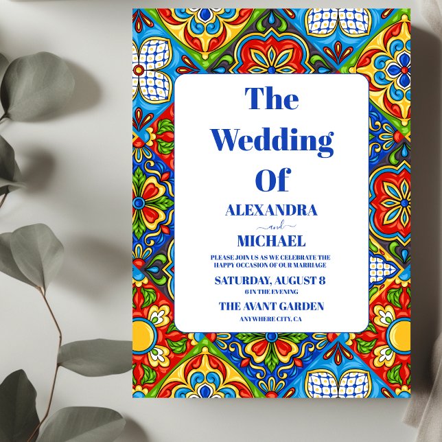 Papel Picado Bloom Flowers Mexican Style Wedding Invitation (Creator Uploaded)