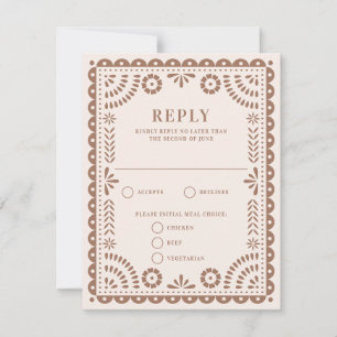 Papel Picado Blush Rose Caramel Wedding Reply RSVP Card