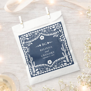 Papel Picado Boda Mexican Rustic Blue Wedding Favour Bag