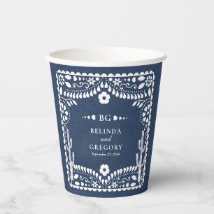 Papel Picado Boda Mexican Rustic Blue Wedding Paper Cups