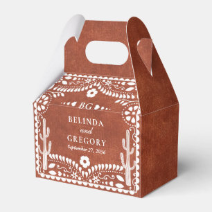 Papel Picado Boda Mexican Terracotta Brown Wedding Favour Box