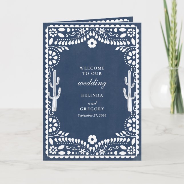 Papel Picado Boda Mexican Wedding Order of Service Program (Front)