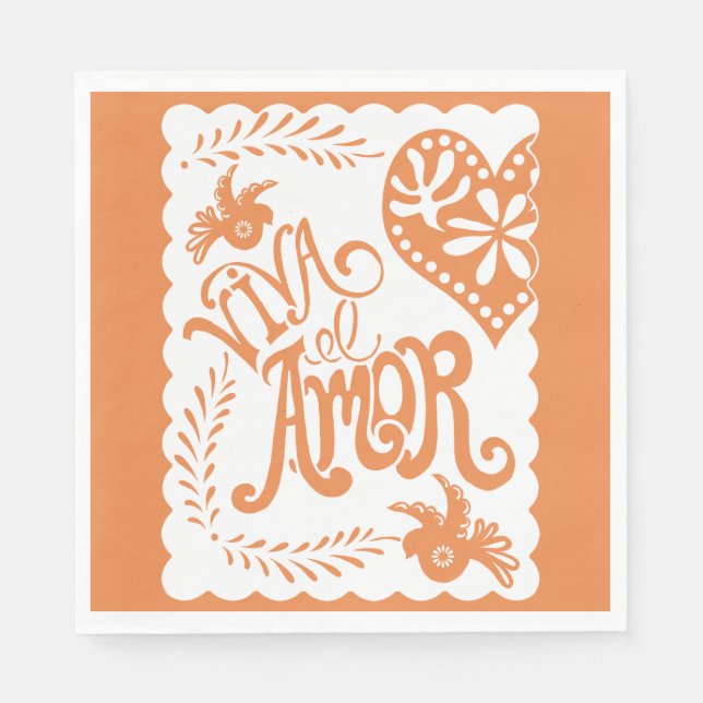 Papel Picado Citrus Orange Fiesta Wedding Banner Napkin (Front)