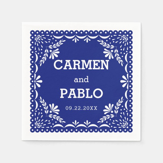 Papel Picado Colourful Mexican Wedding Paper Napkin (Front)