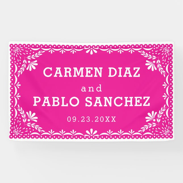 Papel Picado Colourful Mexican Wedding Photo Banner (Horizontal)