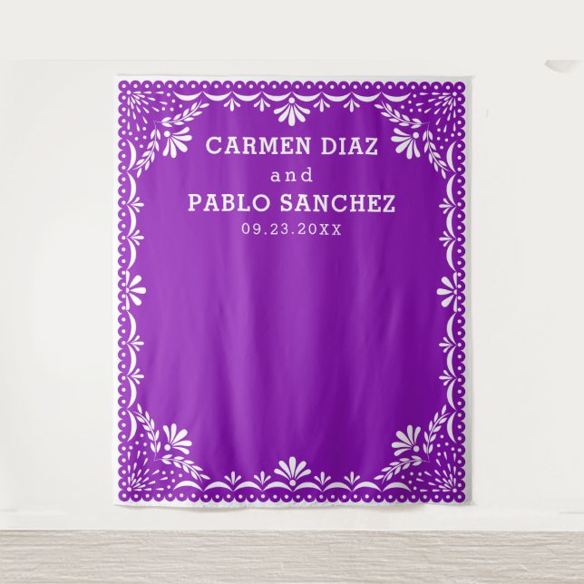 Papel Picado Colourful Mexican Wedding Tapestry (Front)