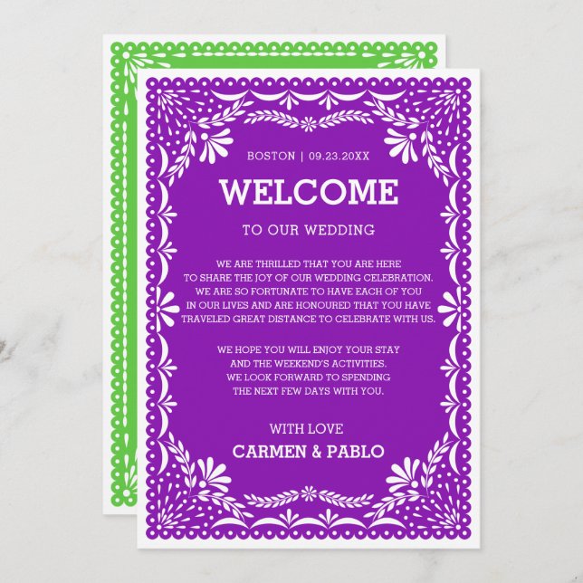 Papel Picado Colourful Mexican Wedding Welcome Not Invitation (Front/Back)