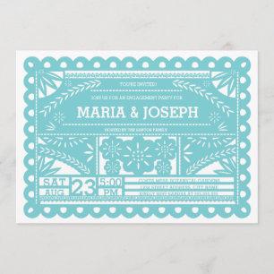 Papel Picado Engagement Party Invite - Blue