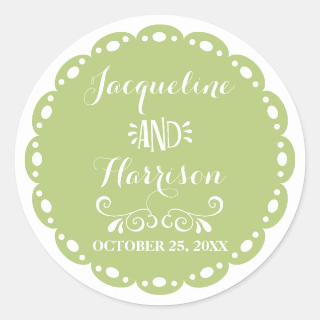Papel Picado Envelope Seal Lime Fiesta Wedding (Front)