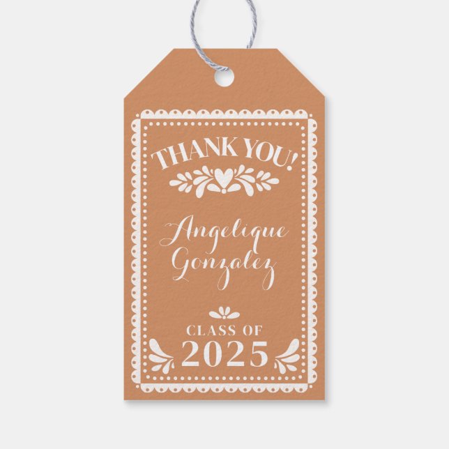 Papel Picado Graduation Thank You Party Favour Tag (Back)