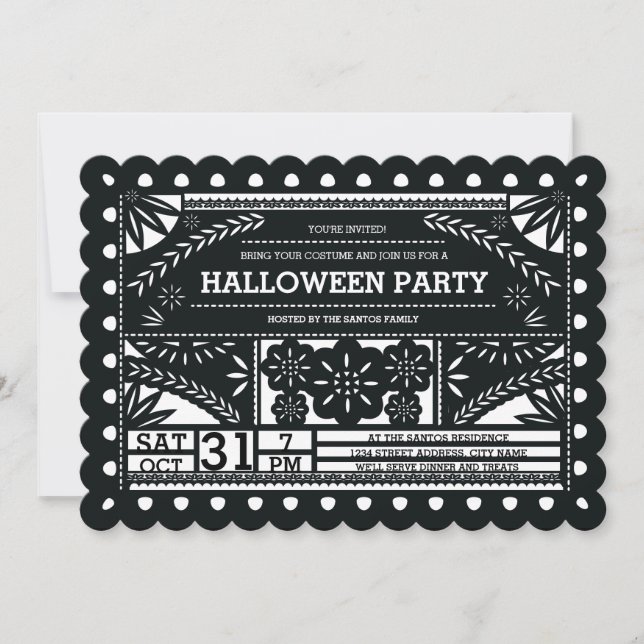 Papel Picado Halloween Party Invitation (Front)