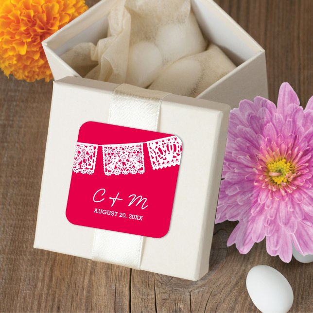 Papel Picado Hot Pink | Wedding Favour Sticker (Creator Uploaded)