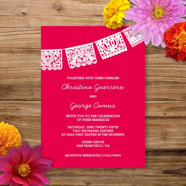 Papel Picado Hot Pink | Wedding Invitation (Creator Uploaded)