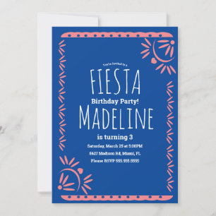 Papel Picado Mexican Birthday Fiesta Floral Border Invitation