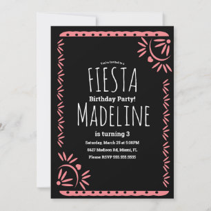 Papel Picado Mexican Birthday Fiesta Floral Border Invitation