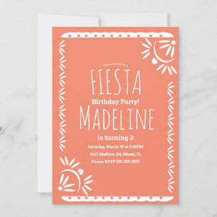 Papel Picado Mexican Birthday Fiesta Floral Border Invitation