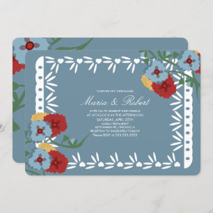 Papel Picado Mexican Botanical Florals Fiesta Invitation