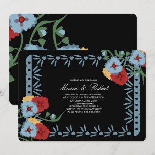 Papel Picado Mexican Botanical Florals Fiesta Invitation