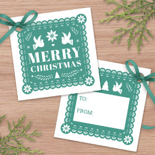 Papel Picado Mexican Christmas Gift Tag