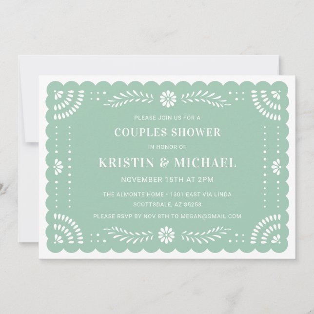 Papel Picado Mexican Couples Shower Invitation (Front)