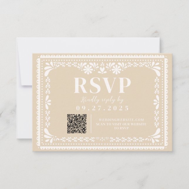 Papel Picado Mexican Neutral RSVP Response Card (Front)