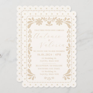 Papel Picado Mexican Neutral Wedding Invitation