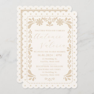 Papel Picado Mexican Neutral Wedding Invitation