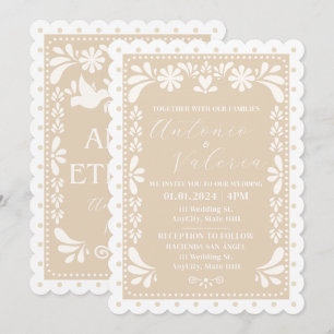 Papel Picado Mexican Neutral Wedding Invitation