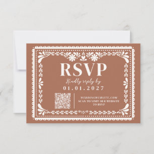 Papel Picado Mexican Neutral Wedding RSVP Card