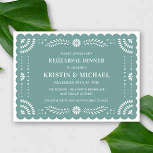 Papel Picado Mexican Rehearsal Dinner Invitation