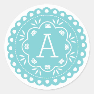Papel Picado Monogram Stickers - Blue