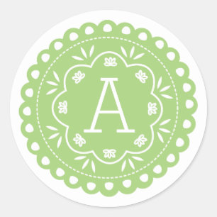 Papel Picado Monogram Stickers - Green