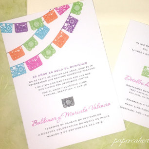 Papel Picado Multi-Colour Wedding Invite