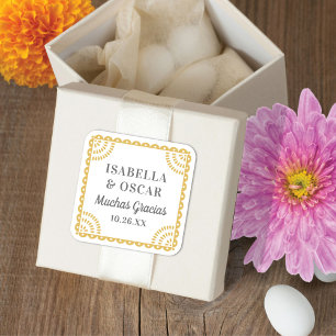 Papel Picado Neutral Colour Wedding Favour Sticker