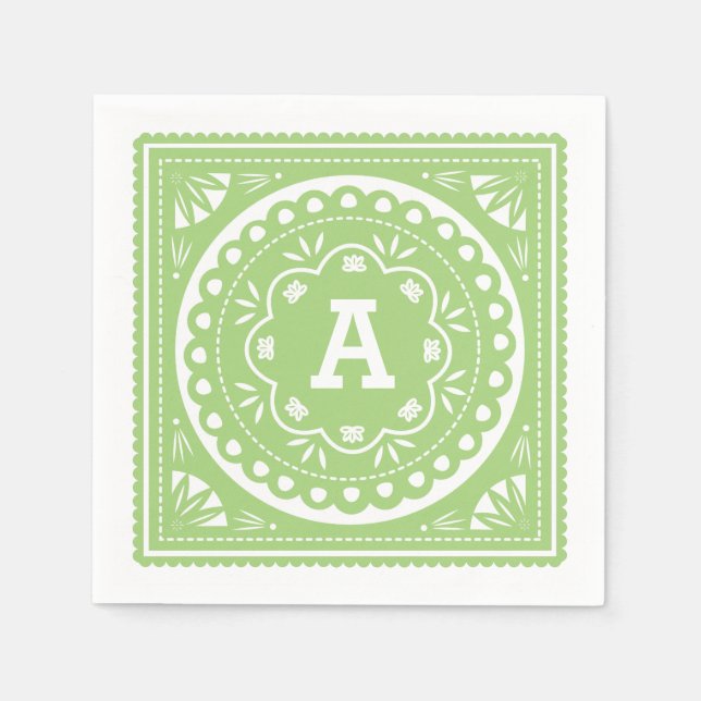 Papel Picado Paper Napkins - Green (Front)