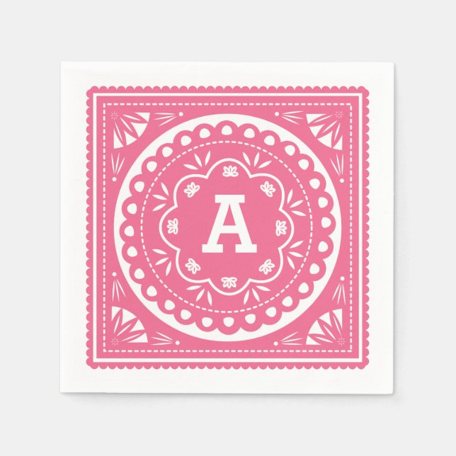 Papel Picado Paper Napkins - Pink (Front)