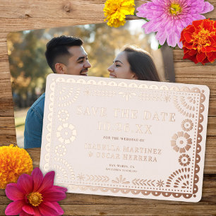Papel Picado Photo Wedding Foil Save The Date Card